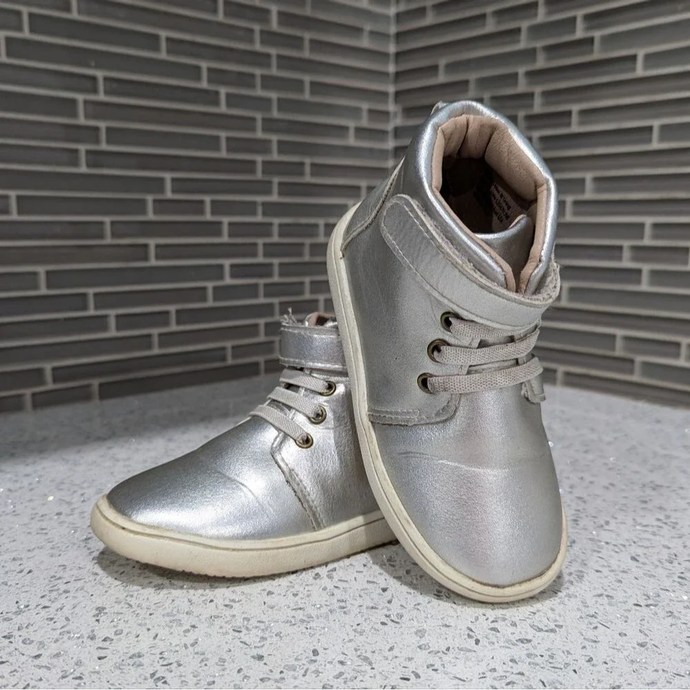 Monkey Feet USA silver High Top Sneaker Ankle Boot Toddler Kid Little Girl 2-3